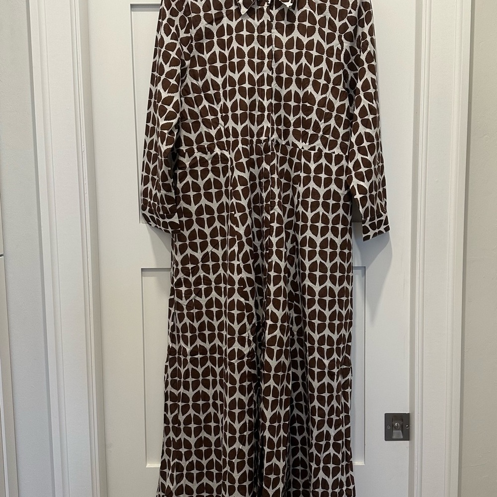 Brown Geometric Print Maxi Dress